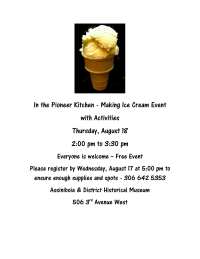 In the Pioneer Kitchen - Hands on Making Ice Cream Event